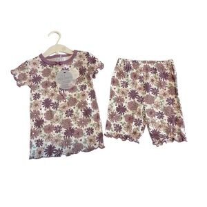 Milkberry Kids Floral Pajama Set - Purple and Cream size 4T new